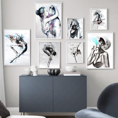 Abstract Woman Man Body Art Black White Wall Art Canvas Painting Nordic Posters And Prints Wall Picture For Living Room Decor
