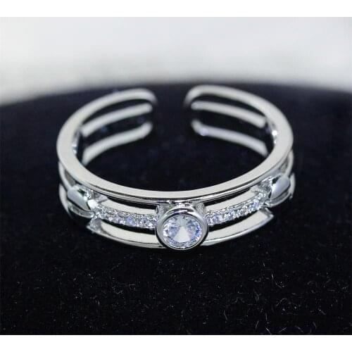 Irregular Hollow Open Cubic Zirconia Ring Women Ring Fashion Simplicity Glamour Wedding Ring Designed For Women Gift For Girl