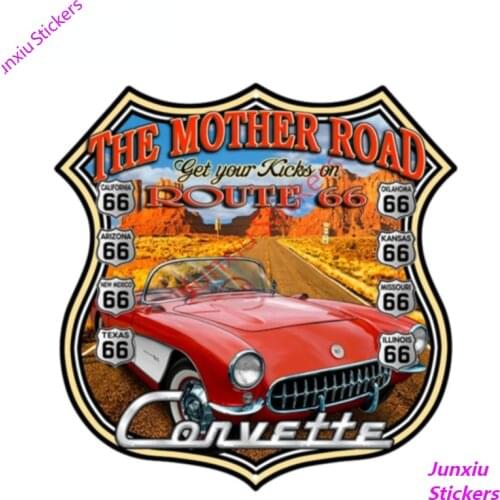 CORVETTE ROUTE 66 GARAGE SHOP Car Sticker for Window Bumper Decal Scratch-Proof Exterior Waterproof Car Accessories PVC13x13cm