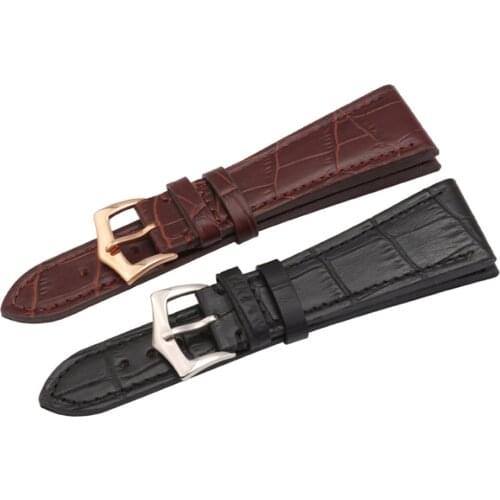 25mm Black/Brown Leather Watch Bands Strap Pin Buckle Strap Fits For Patek Philippe [5711/5712]