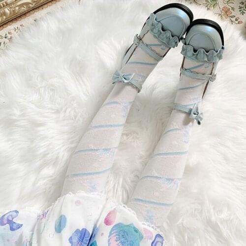 Sweet Lolita Little Candy Japanese printing socking stovepipe thick combed cotton Lolita women stocking