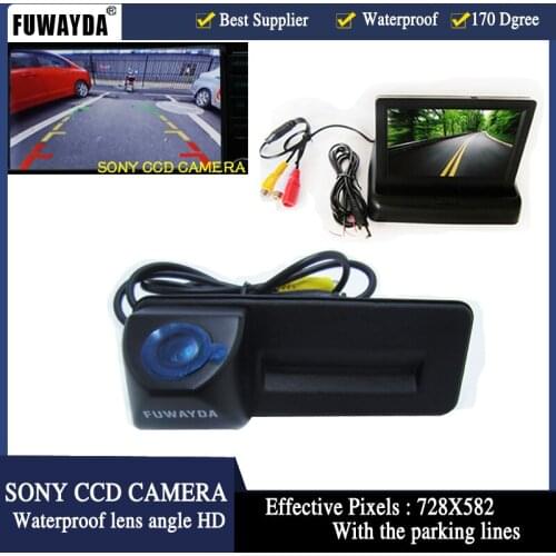 FOR SONY CCD car trunk handle reverse parking rearview camera + monitor for Skoda Roomster Fabia Octavia Yeti superb for Audi A1