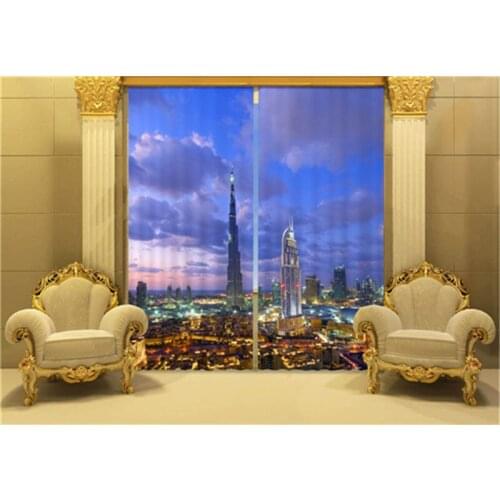 City by the Sea 3D Blackout Window Curtains For Living room Bedding room Hotel/Office Curtain Drapes Cortinas para sala