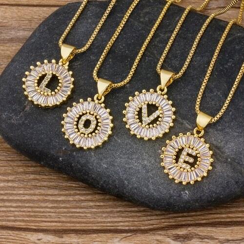 Hot Sale 26pcs/Lot Wholesale A-Z Initial Letters Necklace Gold Silver Color Chain Necklaces CZ Crystal Pendant Name Jewelry Gift