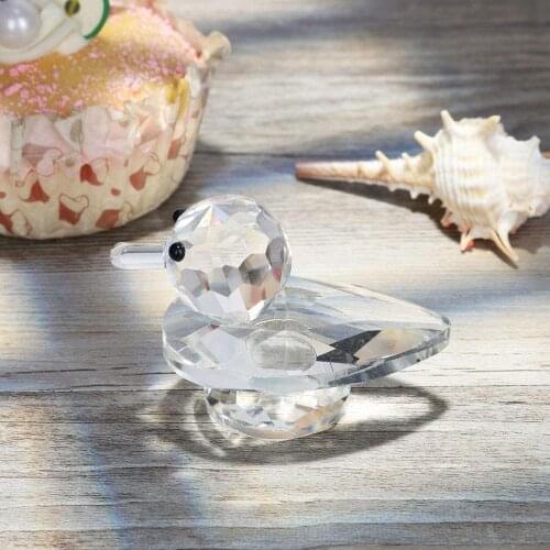 H&D Crystal Animal Figurine Mini Duck Paperweight Cut Glass Home Table Decorative Statue Animal Collectible Gift For Kids