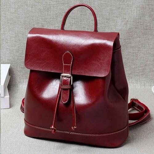 Han Edition Fashion New Oil Wax Cowhide Leisure Restoring Ancient Ways Multi-Purpose Classic Personality Female Bagpack