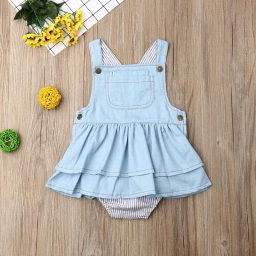 Pudcoco Brand New Fashion Quality Newborn Toddler Infant Baby Girl Solid Suspender Denim Romper Jumpsuit 6M-4T