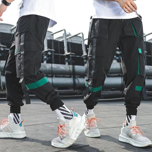 Korean Men Fashion INS Cargo Pants Loose Student Harem Pants Men Hip Hop Male Casual Pants Black Sweatpants Streetwear Trousers