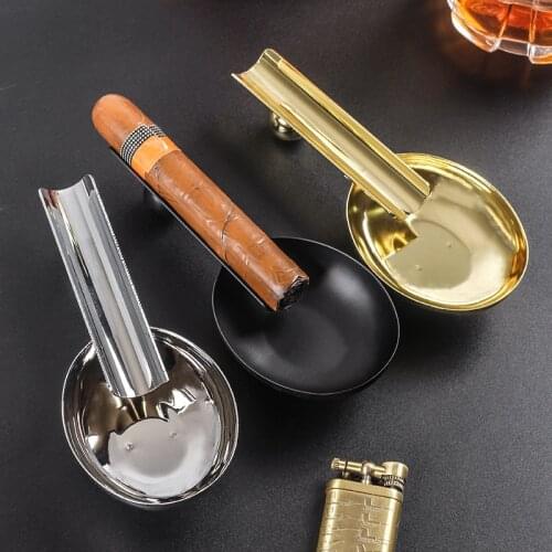 Creative Stainless Steel Spoon Cigar Ashtray Pocket Cigar Cigarette Ashtray Stand Single Cigar Holder Drop Shipping