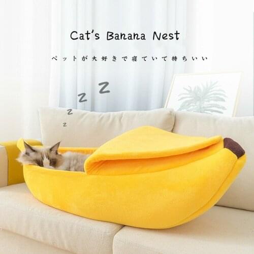 Banana Cat Bed Comfortable and Soft Banana Cat House Creative Boat-shaped Pet Nest Pet Supplies