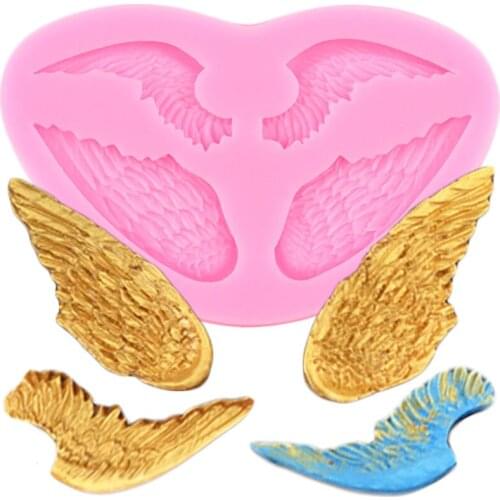 Angel Wings Silicone Mold Baby Birthday Cupcake Topper Fondant Cake Decorating Tools Candy Chocolate Gumpaste Clay Resin Moulds