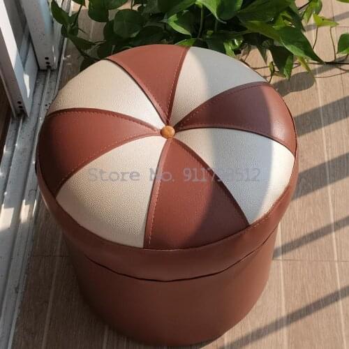 Small Leather Stool Shoe Stool Sofa Stool Round Stool Square Stool Leather Dunzi Clothing Store Try on Shoes Footstool Fashion L