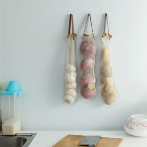 Vegetable Storage Bag Onion Potato Saver Trash Bags Pepper Waste Holder Garbage Garlic Ginger Mesh Holder LX5917
