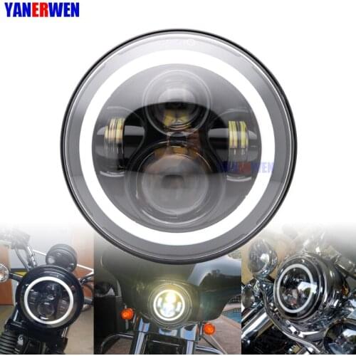 Motorcycle accessories 7 inch Round Motorcycle LED Headlight For DRL with white Halo Angel Eyes H4 7'' LED Headlight