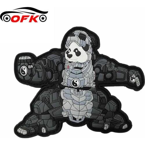 OFK Iron Panda Man Robot Hero Patch Cartoon Sticker Vinyl Auto Accessories Styling Decal PVC 13cm*11cm Cover Scratches