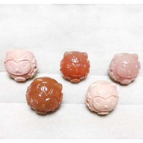 Natural Alashan Rocks Cat Hand Carved Quartz Lucky Cat DIY Charme Jewelry Pendant Healing Crystal Stone Home Decoration Gift