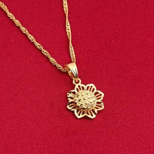 New Statement Flower Pendant Necklace Gold Color Noble Women Bright Bride Party Jewelry