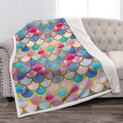 Mermaid Colorful Bed Cover Blankets Plush Beautiful Plaids Winter 150x200 Soft Warm Sherpa Blanket for Child Teenage Girl Woman
