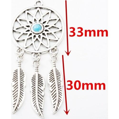 One Pair of Antique silver Plated Dream Catcher Earrings/Charms Pendant For Making DIY Jewelry