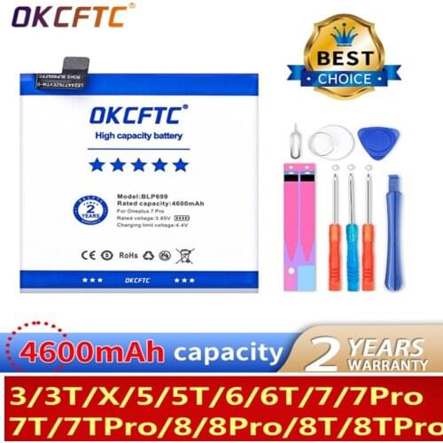 OKCFTC Replacement Battery For Oneplus 1+ For OnePlus 3 1+3 One Plus X 3 3T 5 5T 6 6T 7 7T 8 8T Pro 7 Plus Batteries