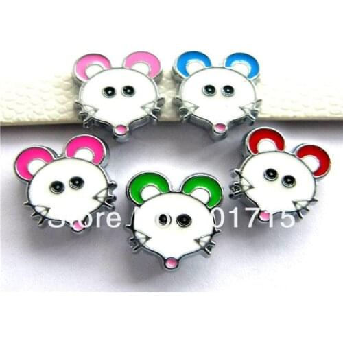 Wholesale 50pcs beautiful fox slide charms Internal Dia:8mm Slide Charm can through 8mm Belt Pet Collar as gift for friends