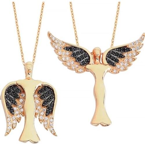 Angel Necklace With Wings Opened And Closed