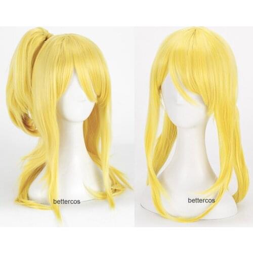 Fairy Tail Lucy Heartfilia Cosplay Wigs Long Golden Heat Resistant Synthetic Hair Wig + Wig Cap