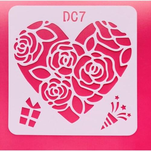 Heart with Rose DIY Craft Hollow Layering Stencils for Wall Painting Scrapbooking Stamp Album Decorative Embossing Plastic Card