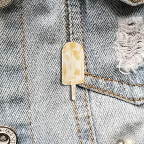 RSHCZY Cute Popsicle Brooch Vintage Acrylic Badges Cartoon Lapel Pins For Backpacks Hat Shirt Jewelry Gift Scarf Buckle