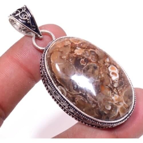Turtile Jaspers Pendant Silver Overlay over Copper , 63 mm, P6752