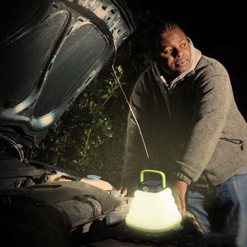 Solar/USB Operated Collapsible LED Outdoor Lamp 3-Level Luminance Adjustable IP67 Waterproof Camping Tent Hiking Drop shipping