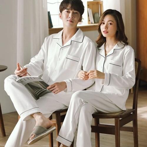 Winter Couple Pajamas 100% Cotton Bedroom Sleepwear for Women and Men Pijamas Hombre Dormir Home Clothes PJ Cotton Pyjamas Femme