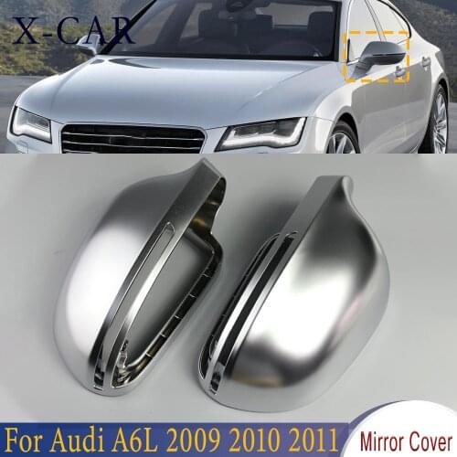 X-CAR 1 Pair Car Rearview Wing Side Mirror Covers Mirror Cap Matte Chrome Car Accessories For Audi A4L 2009 2010 2011 2012