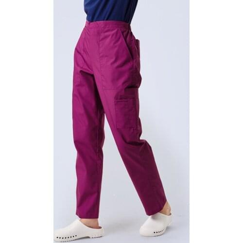 Womens Scrub Pans Work Bottom Half Elastic Drawstring Straight Leg Mid Rise Nursing Scrubs Pant FRPT1721