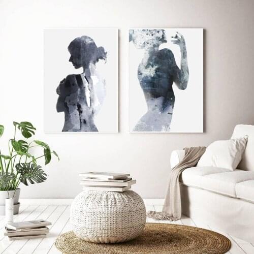 Women Fine Art Poster Shadow Landscape Prints Hazy Beauty Canvas Painting Abstract Wall Pictures for Living Room Home Decoration