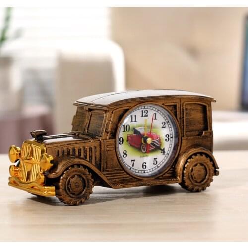 Golden Clock Childrens Toys Quartz Clocks ABS Present For Kids And Friends Vintage Car Shape Fashionable Home Decoration