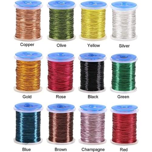 0.2mm 26 Yards Fly Nymph Midge Scud Flies Weighted Lure Material Fly Tying Copper Wire Jewelry Line for Copper John 12 Colors