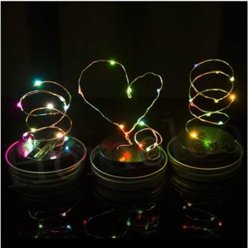 Solar Powered 1M 10LEDs Black Cover Mason Jar Lid Insert Light Fairy String Wire Lamp Garden holiday Patry decoration light