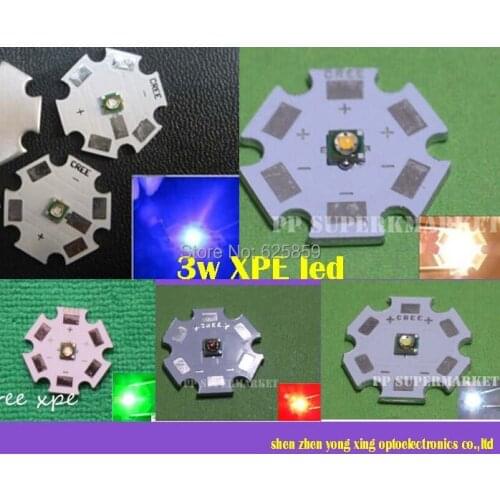 10pcs X Cree XPE XP-E R3 3W LED Neutral White Cool White Red Green Blue Royal Blue LED with 20MM heatsink