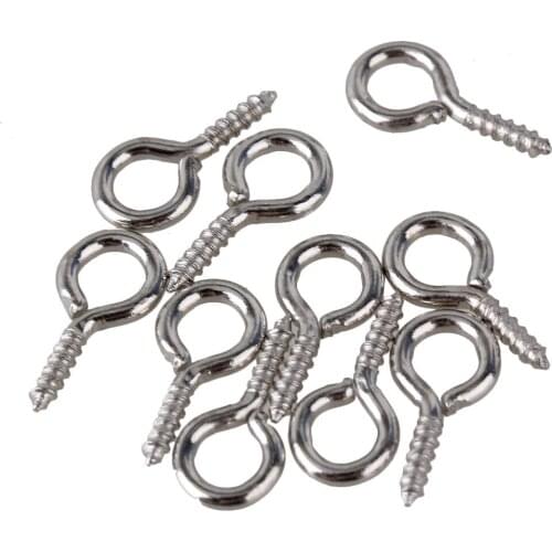 100pcs Silver Mini Screw Eye Pins Eye Pins Hooks Eyelets Threaded Hardware