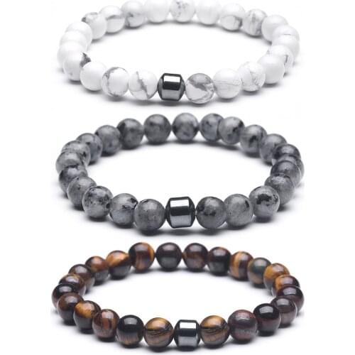 2020 Cylinder Beaded Bracelet For Men Classic Nature Tiger Eyes Stone Beads Charm Bracelets&Bangles Homme Male Yoga Jewelry Gift