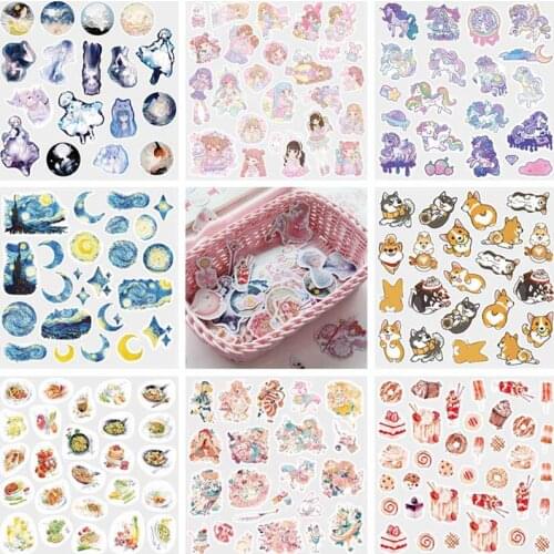 2021 Kawaii Cute Cartoon Stickers Toys for Girls Kids Flamingo Unicorn Starry Sky Succulents Kawaii Children Stationery Stickers
