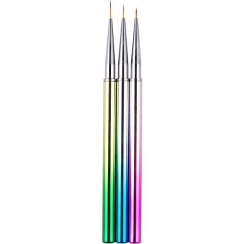 3Pcs Nail Art Brush Pen Plating Handle Liner Line Stripe Fish Flower Painting Drawing Manicure Acrylic Tools Tips Design