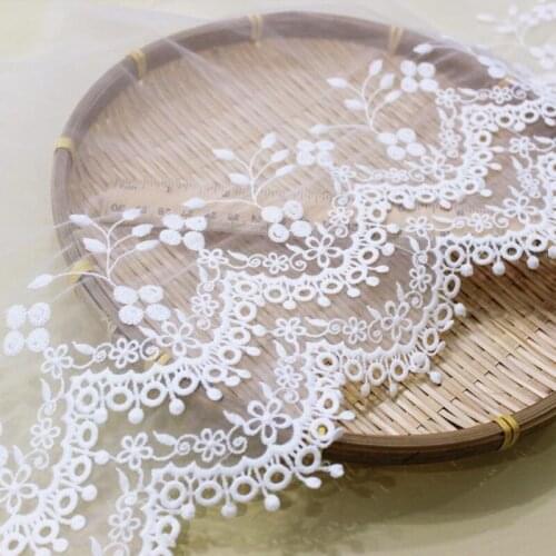3Yard/Lot Milk Silk Mesh Water-Soluble Wave Dot Embroidery Lace Trim Wedding Dress Lolita Clothes Fabric Wide 27CM Accessories