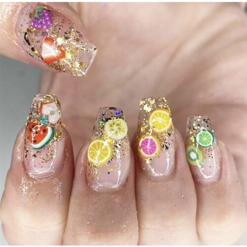 12 Grids/box 3D Fruit Mixed Tiny Slice Sticker Polymer Clay DIY Nail Design Nail Art Decoration Nails Accessories