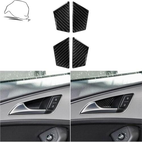 For Audi A6 S6 C7 A7 S7 4G8 2012-2018 4Pcs Car Accessories Carbon Fiber Interior Door Bolw Handle Panel Cover Trim Sticker