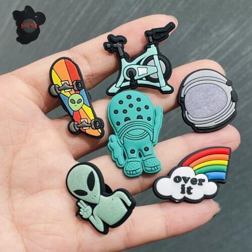 6PCS PVC Cute Cartoon Fridge Magnetic Sticker Skateboard Rainbow Alien Bike Refrigerator Magnets Boys Girls Gifts Stationery Toy