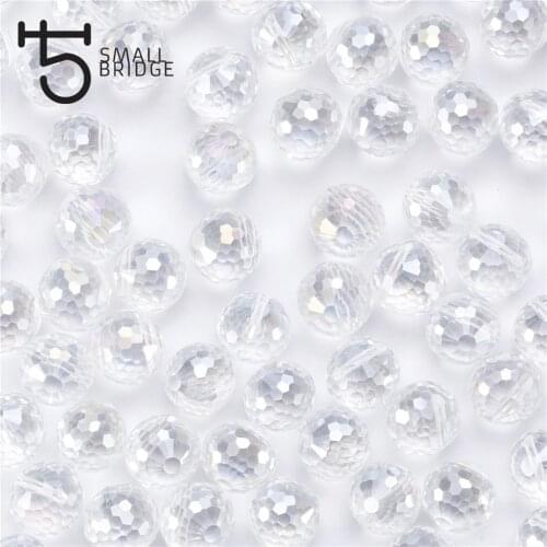 8 10mm Large Round Faceted Beads Diy Accessories for Jewelry Making Cross Hole Transparent Glass Crystal Beads Wholesale X001