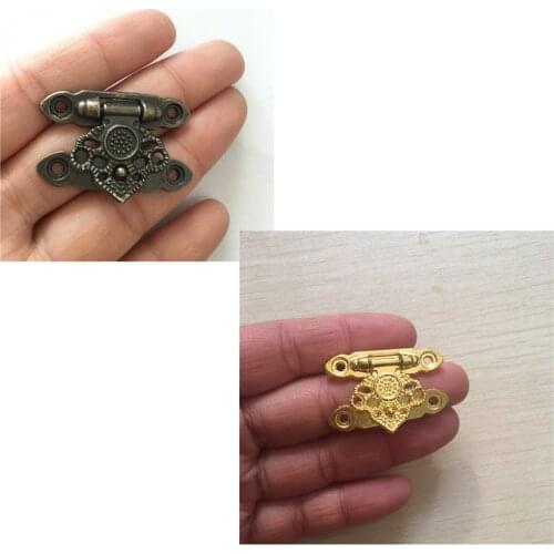 1PC Antique Alloy Decor Jewelry Trinket Wooden Box Hasp Clasps Latch Hook,Flower Mini Lock,25*36mm