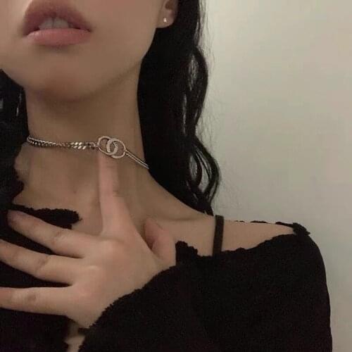Korean Elegant Metal Chain Trendy Geometrick Round For Women Girls PUNK Choker Neck Chain Simple Party Jewelry